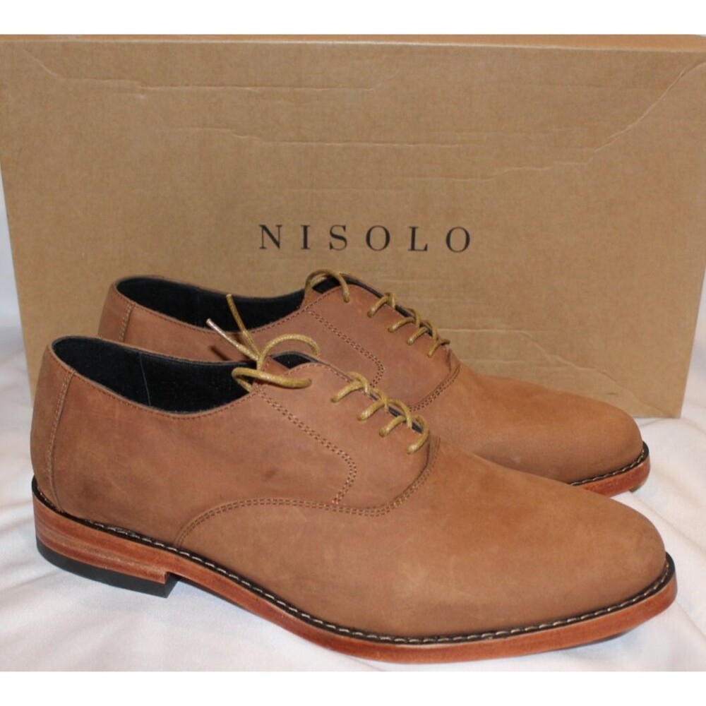 NISOLO MEN'S CALANO‎ 2.0 OXFORD LEATHER DRESS SHOES OAK SZ 8.5 NIB $188